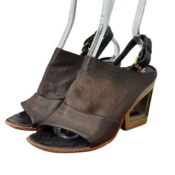 A.S.98 Parley Cutout Heels Sandals Women SZ 8 Brown Leather Modern Lagenlook Art - Picture 7 of 13